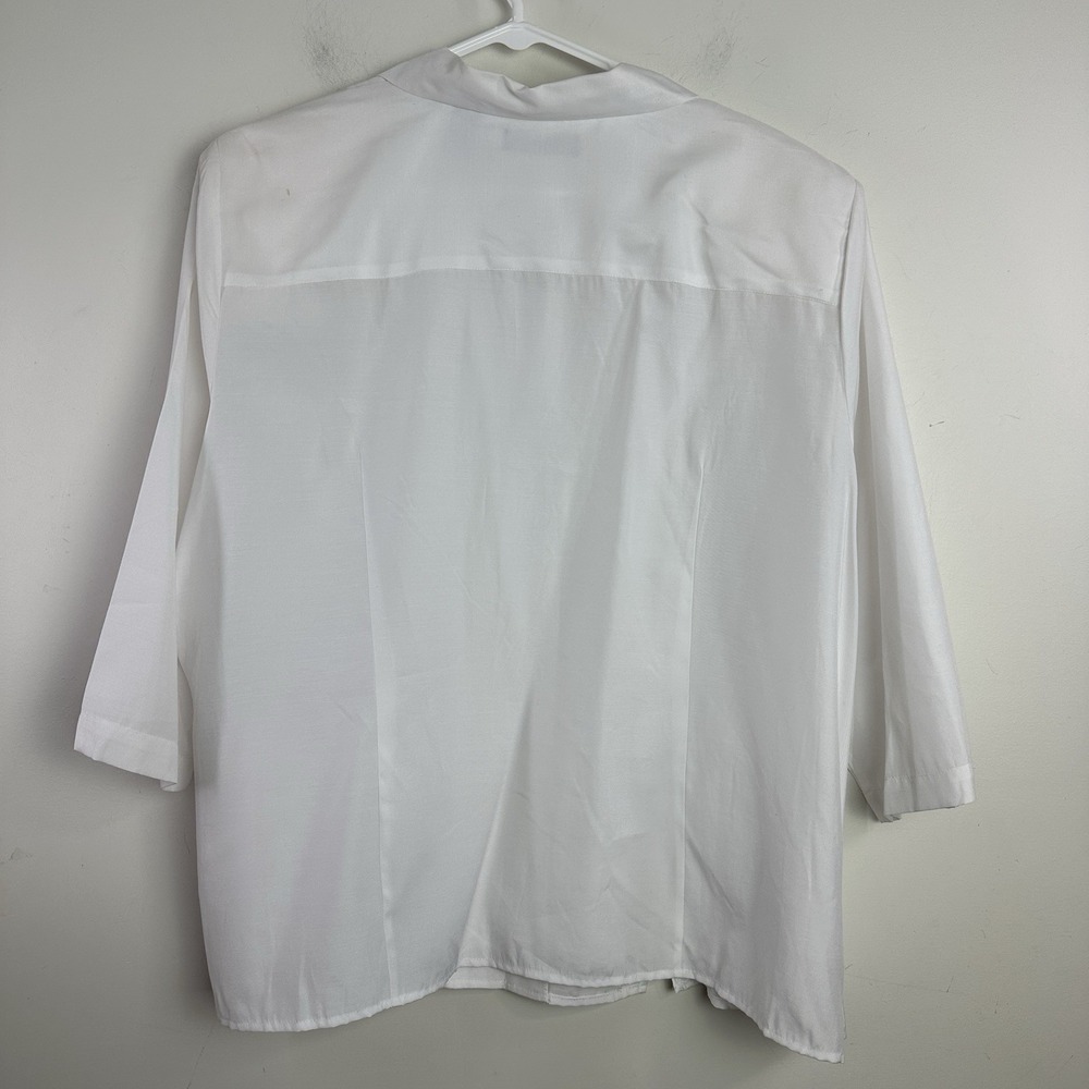 Karen‎ Scott Top Womens 2X White 3/4 Sleeve Button Up Blouse Career NWT - Picture 5 of 10